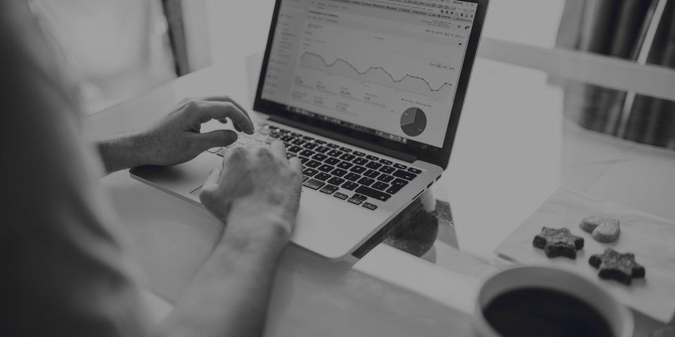 A person’s hands on a laptop showing a chart.